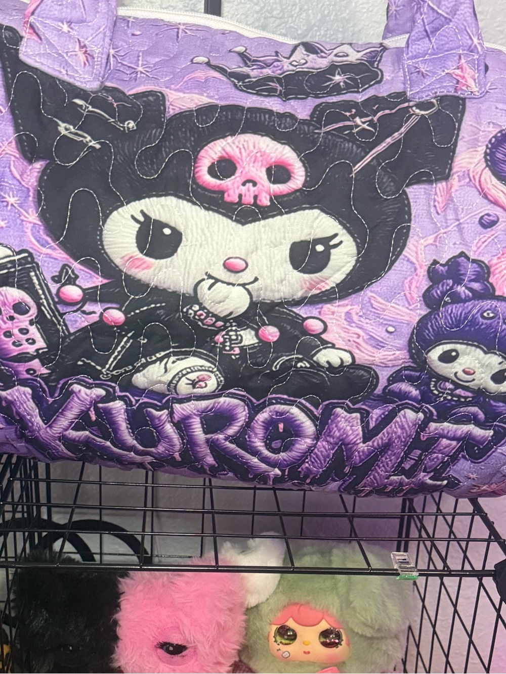 Kuromi Purple Quilted Duffel Bag - Picture 2 of 6